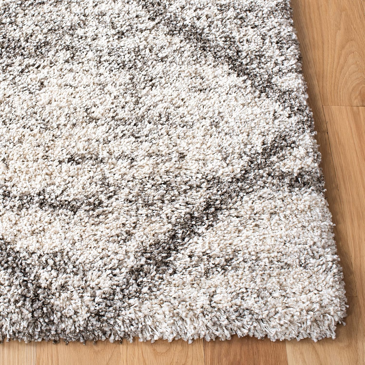 SAFAVIEH Colección Hudson Shag – Alfombra cuadrada, 8 pies, gris y beige, diseño de enrejado de diamante moderno, no desprende pelusa, 2 pulgadas de