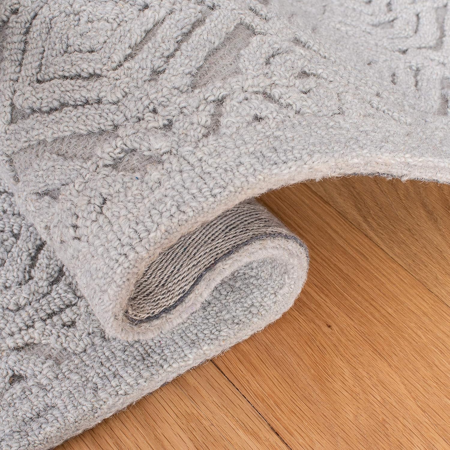 SAFAVIEH Textural Collection – Alfombra de área de 5 x 8 pies, color plateado, hecho a mano, ideal para zonas de alto tráfico en sala de estar,