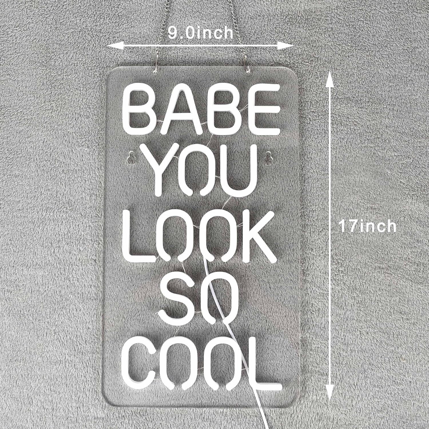 Neonhonba Letrero de neón para decoración de pared con texto en inglés “Babe You Look So Cool” para decoración de pared, luz LED de neón regulable,