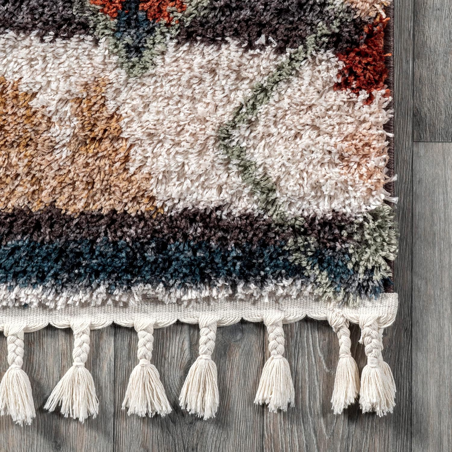 nuLOOM Rosemarie – Alfombra bohemia suave con borlas, 2 pies 6 pulgadas x 6 pies, color gris