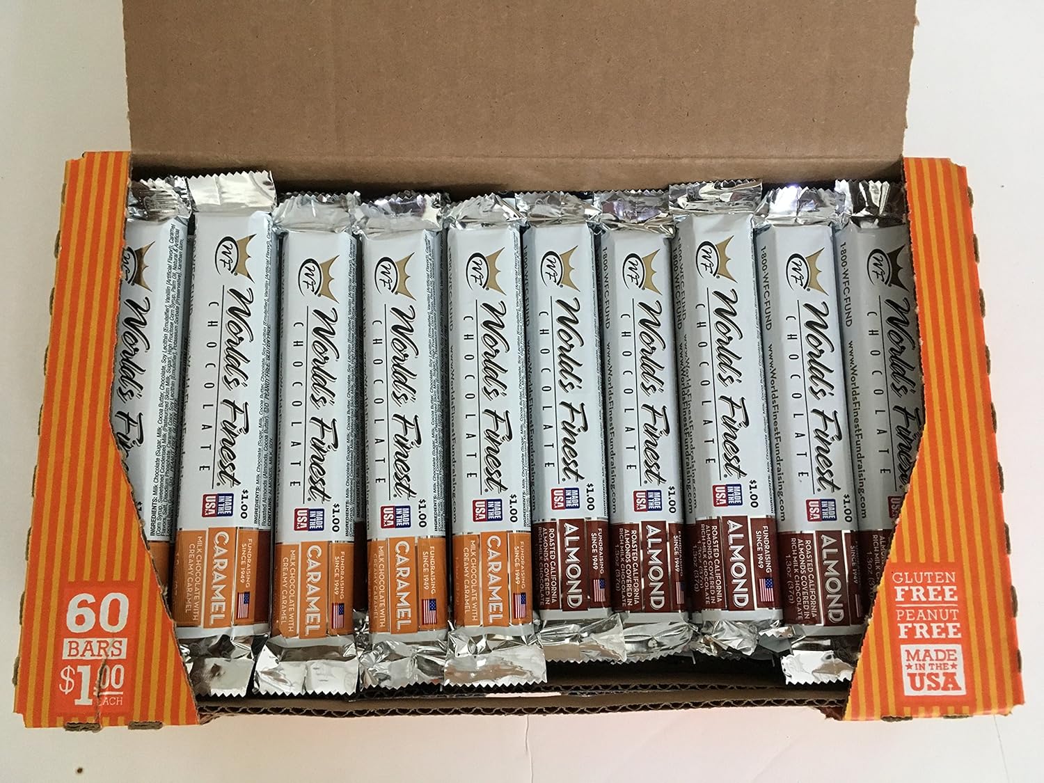 BuyBocceBalls Listado – 30 BARS – Chocolate Finest – Chocolate con Leche con Almendras (15 barras) y con Caramelo (15 barras)