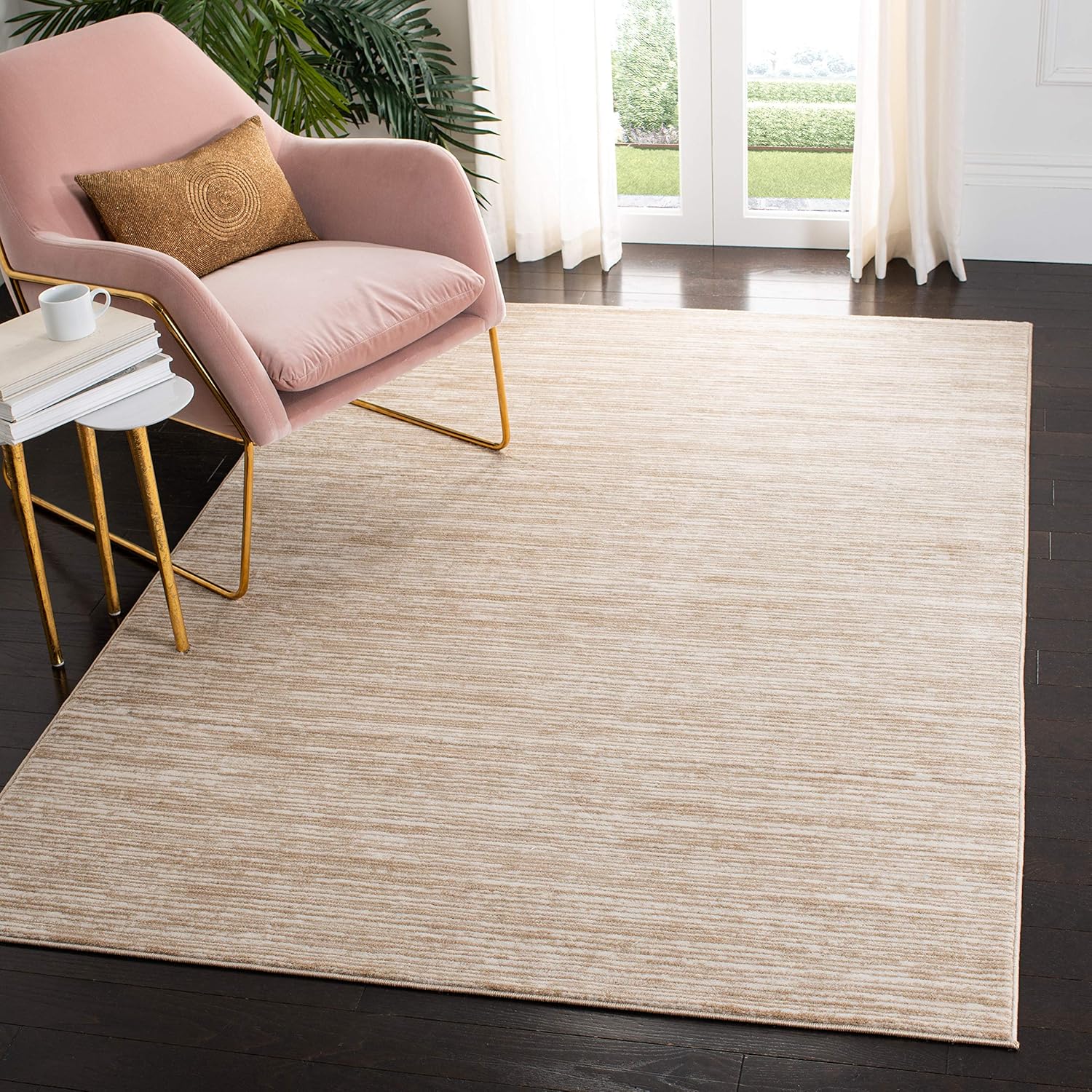 Safavieh – Tapete cuadrado de 3 pies, moderno y chic que no desprende pelusas, ideal para sala de estar y dormitorio, color crema en tonos ombré,