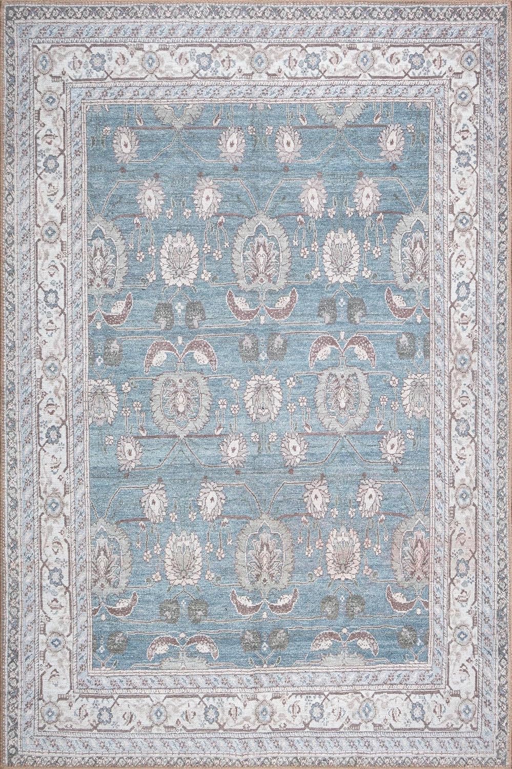 Adiva Rugs Alfombra lavable a máquina con parte trasera antideslizante para sala de estar, dormitorio, cuarto de baño, cocina, impresión vintage