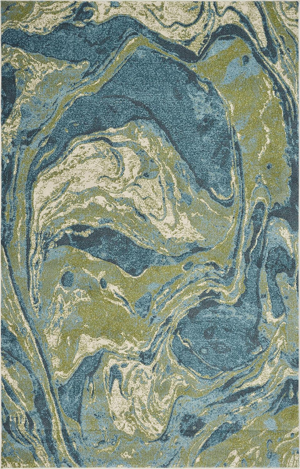 Kas Rugs Watercolors – Alfombra abstracta de mediados de siglo, color verde azulado, 5 pies x 7 pies 6 pulgadas