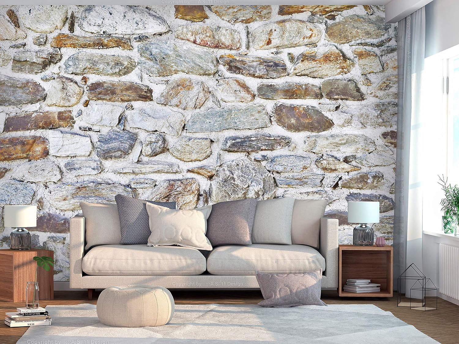 artgeist Mural de pared de piedra sintética de 116 x 83 pulgadas, papel pintado autoadhesivo XXL despegar y pegar, adhesivo grande extraíble para