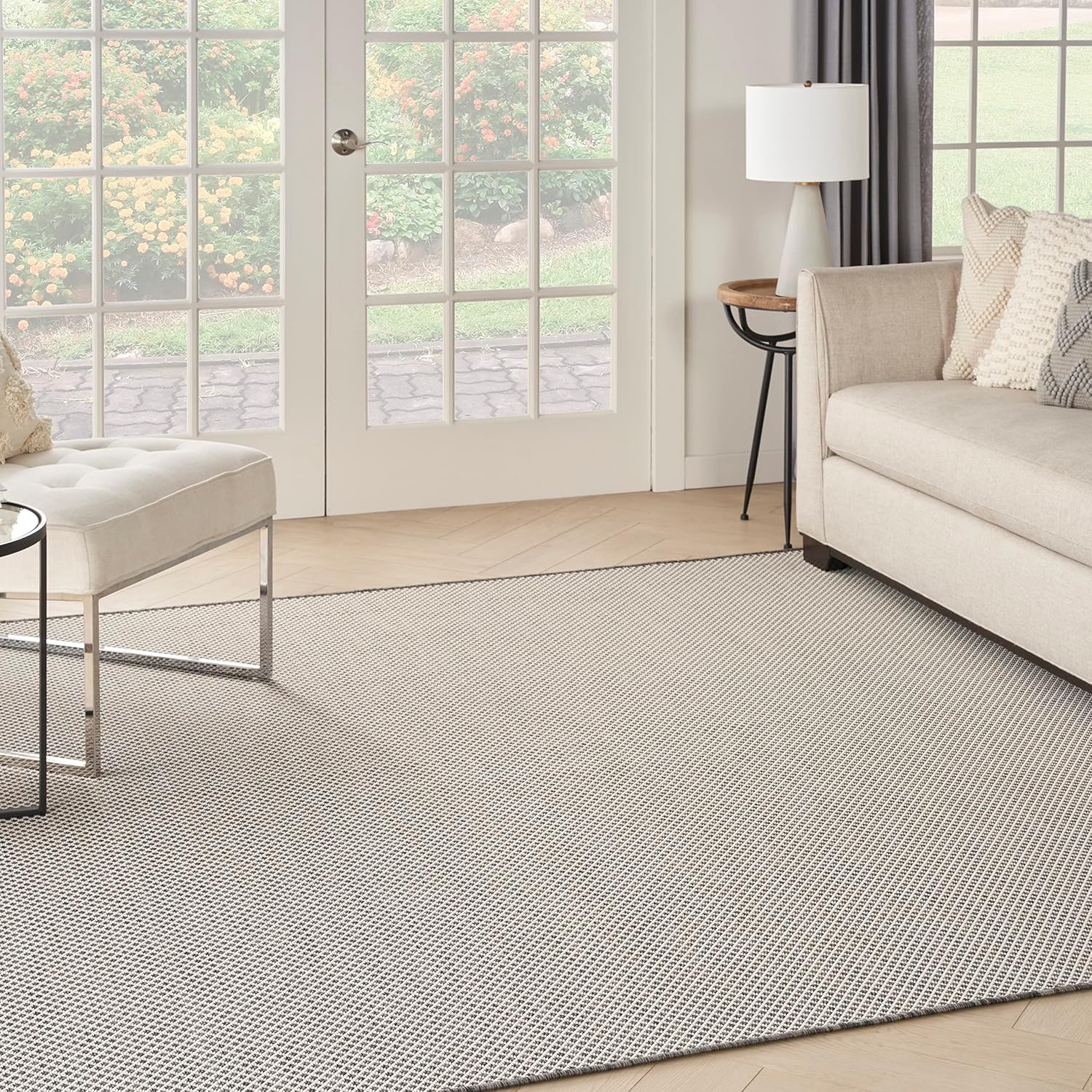 Nourison Courtyard – Alfombra de 8 pies, cuadrada para interiores y exteriores, fácil de limpiar, no se desprende, para dormitorio, sala de estar,