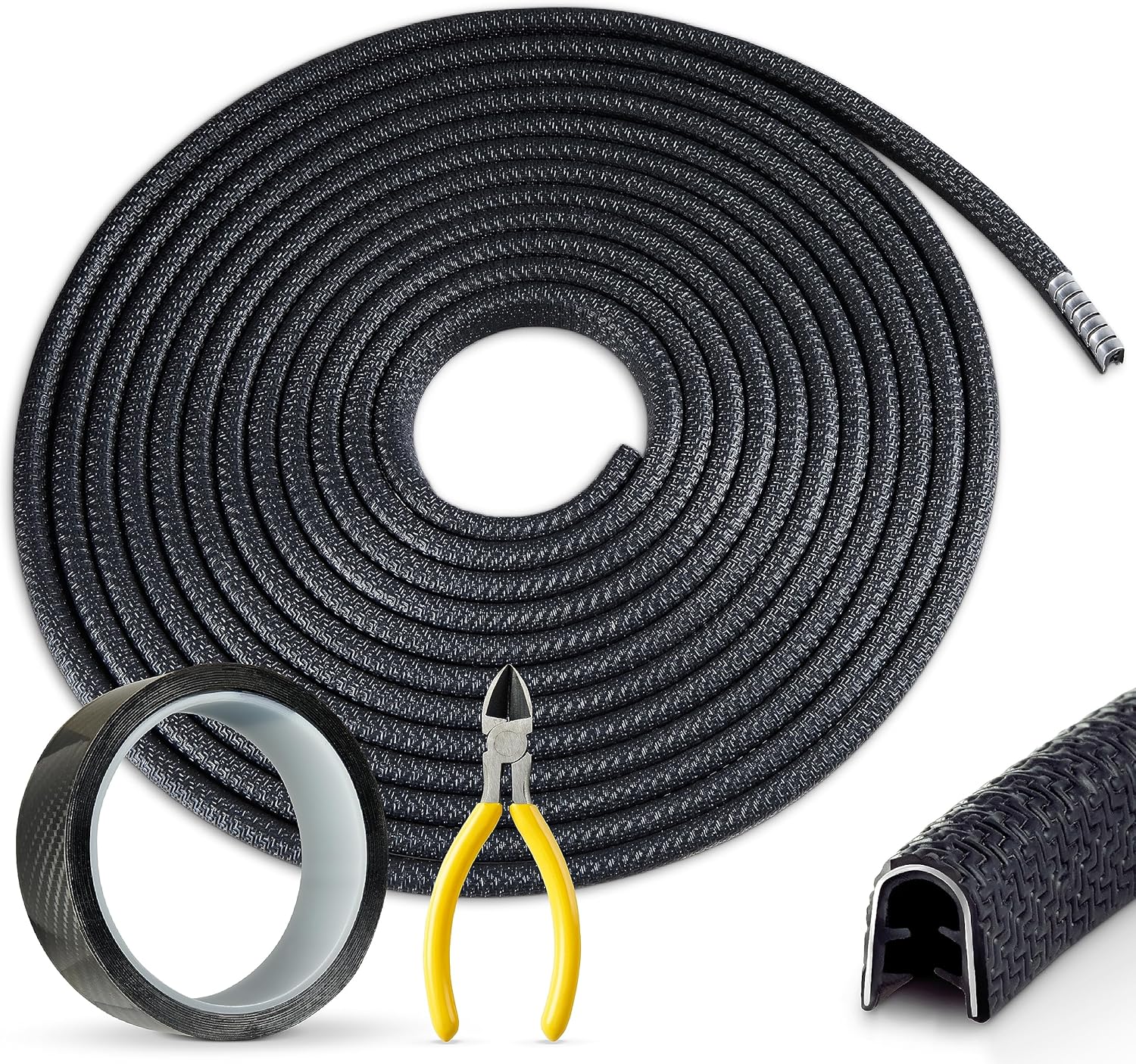 Protector de borde para puerta de automóvil, color negro, 66 pies (65.6 ft), protectores de borde de puerta de automóvil, ajuste universal UVC,