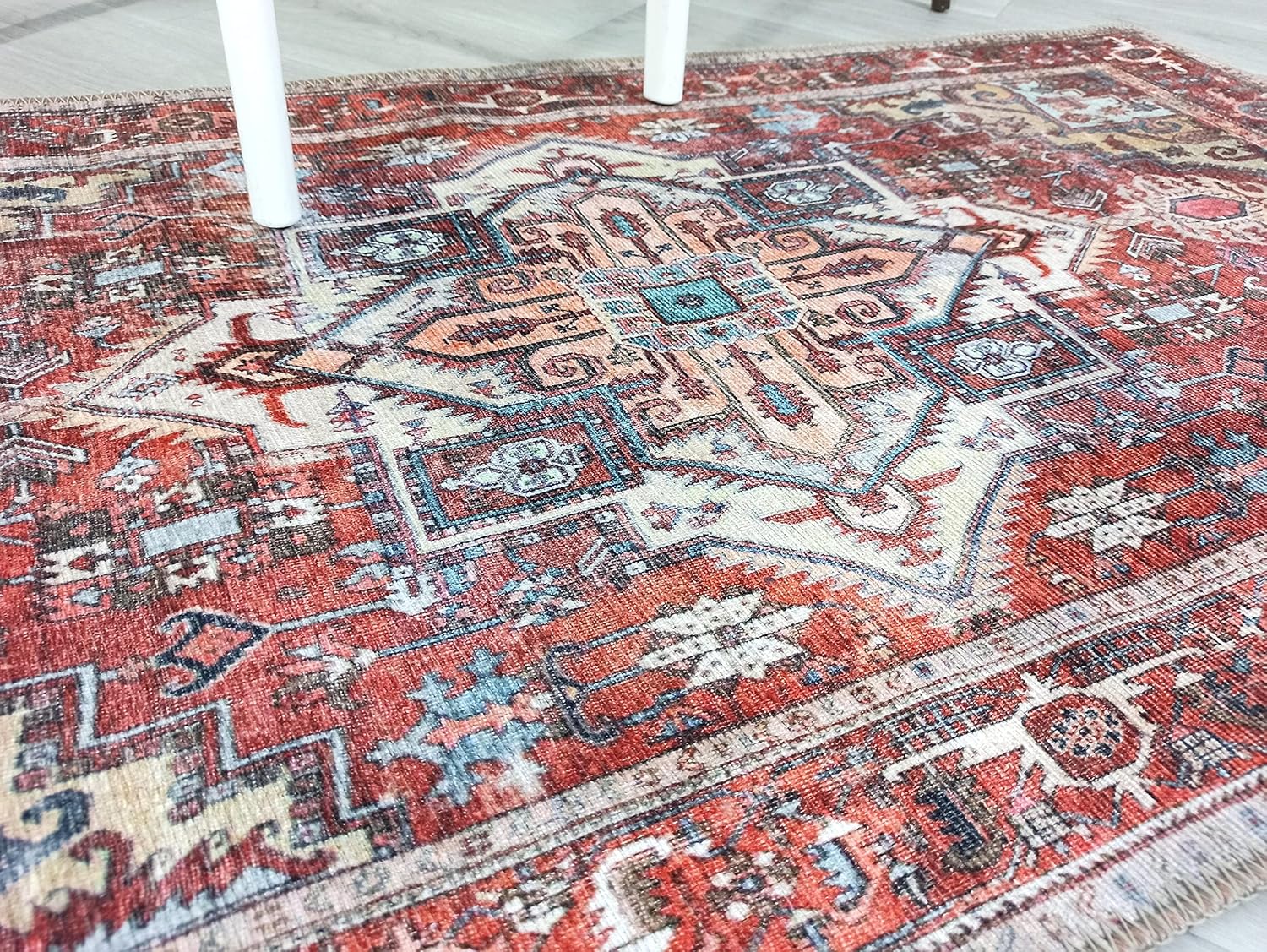 Fame Rugs Alfombras vintage bohemias para sala de estar, dormitorio, rojo apagado, 2 pies 4 pulgadas x 9 pies 8 pulgadas