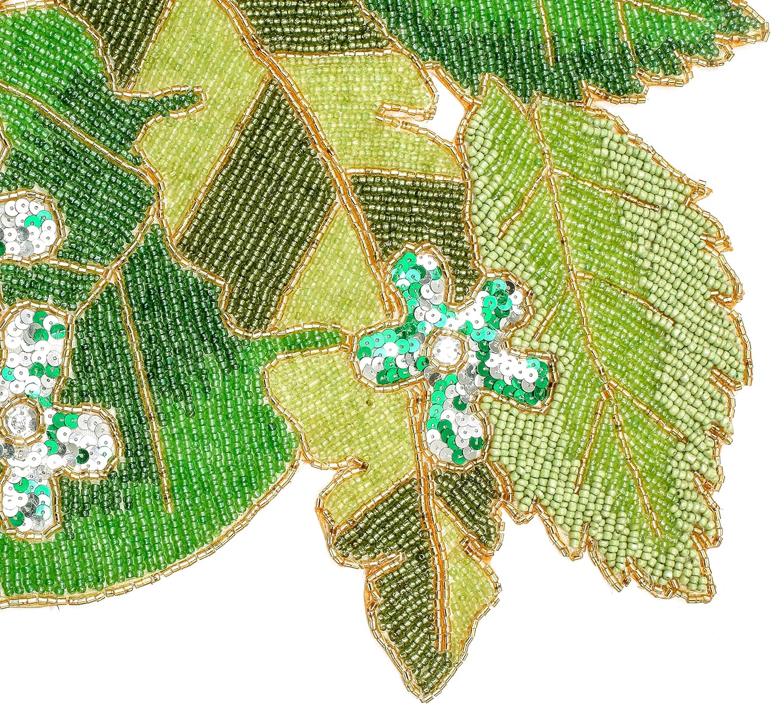 Camino de mesa con cuentas de hojas verdes de 36 pulgadas de largo, hermoso y elegante camino decorativo brillante perfecto para decoración de mesa