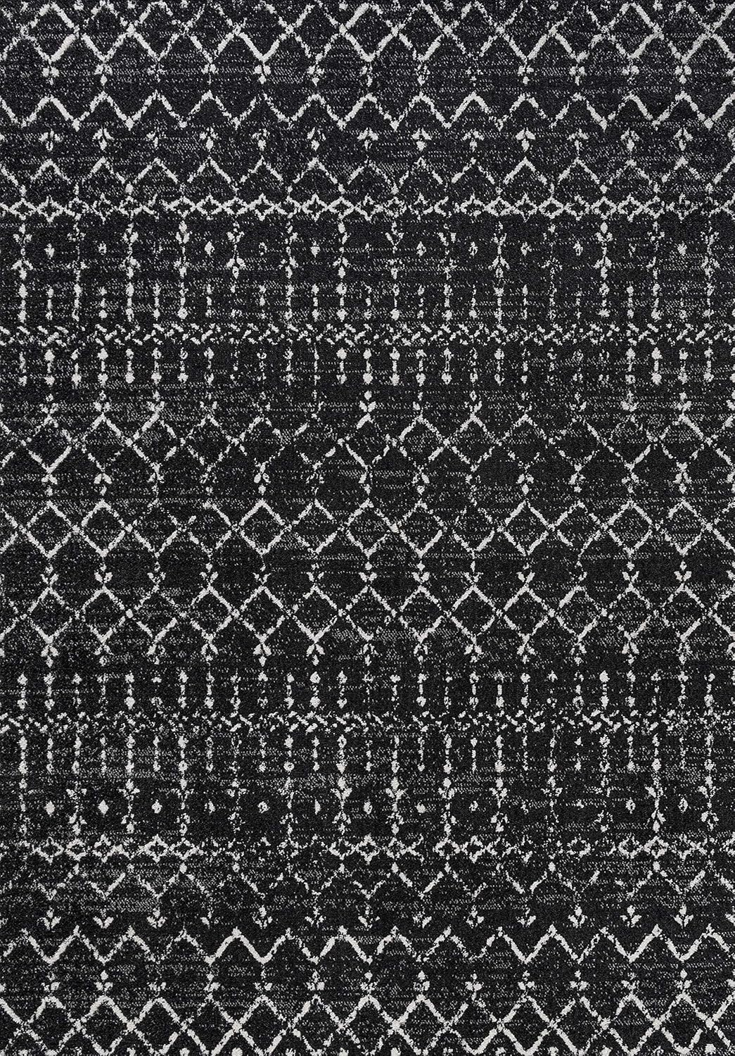 JONATHAN Y MOH101D-4 – Alfombra marroquí Hype boho vintage con diseño de diamante para interiores, estilo bohemio, fácil de limpiar, para