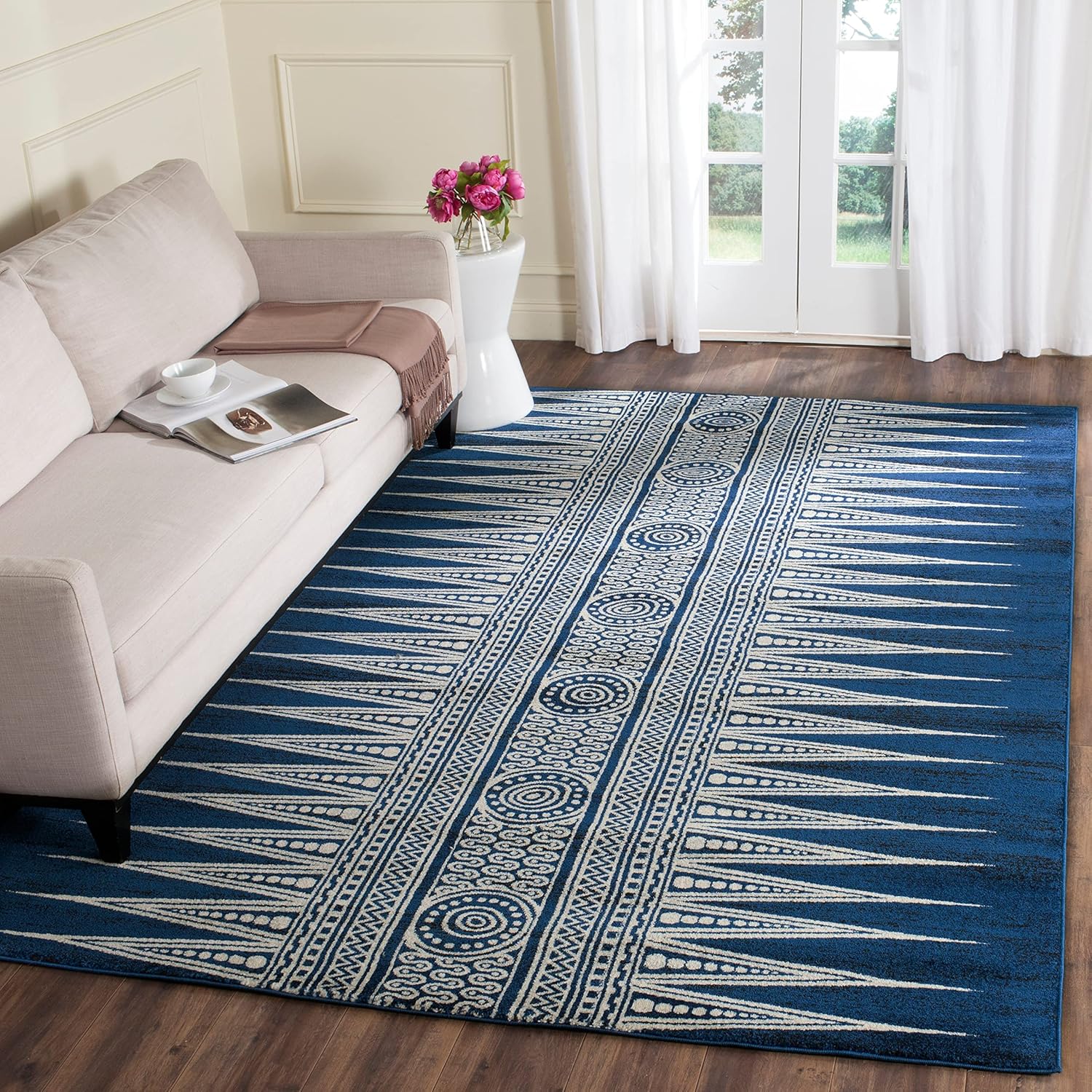 Safavieh Evoke Collection EVK226 – Tapete bohemio, diseño vintage., Polipropileno, Marfil gris