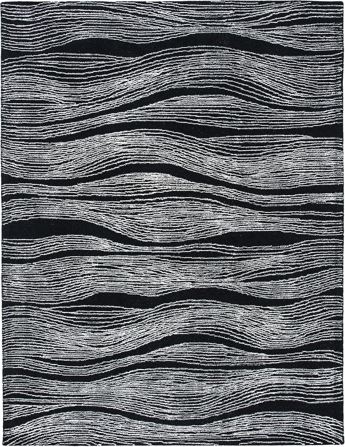 SAFAVIEH Metro Collection MET995Z – Alfombra hecha a mano de lana de alta calidad, 8 x 10 pies, color negro marfil