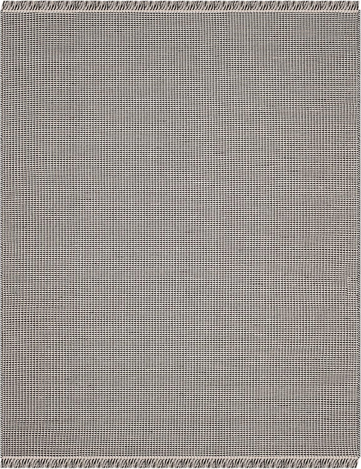 SAFAVIEH Montauk Collection – Alfombra decorativa de 4 x 6 pies, color marfil y verde, hecha a mano, tejido plano, bohemio, con borlas de algodón,