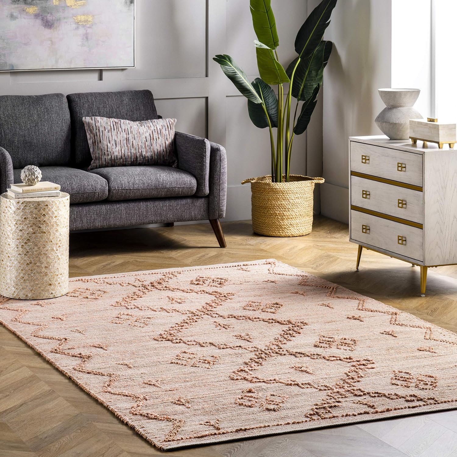 nuLOOM Julianne – Alfombra marroquí de yute, hecha a mano, 6 x 9 pies, color rosa