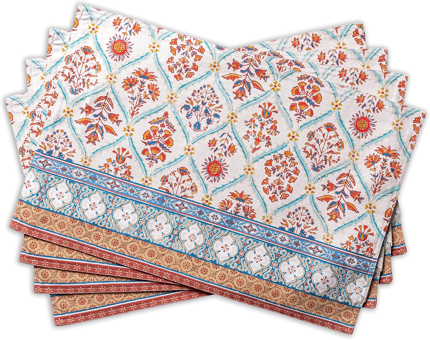 Maison d’ Hermine Juego de 4 manteles individuales de tela 100% algodón, decorativos y lavables, para regalos, cenas, vacaciones, bufé y uso de