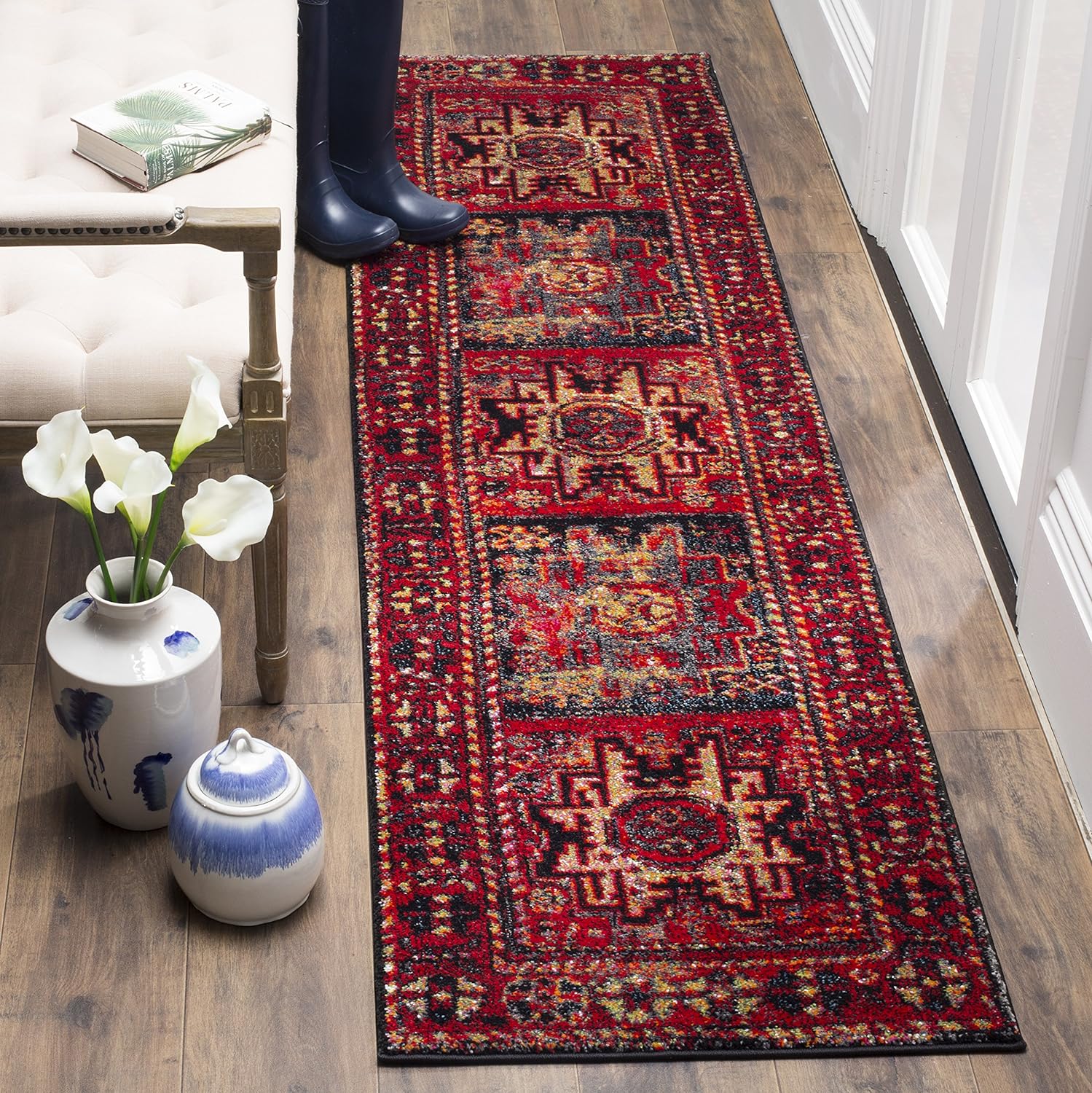 SAFAVIEH Vintage Hamadan Collection – Alfombra de pasillo, 2 pies 3 pulgadas x 16 pies, diseño oriental tradicional persa, no desprende pelusa y de