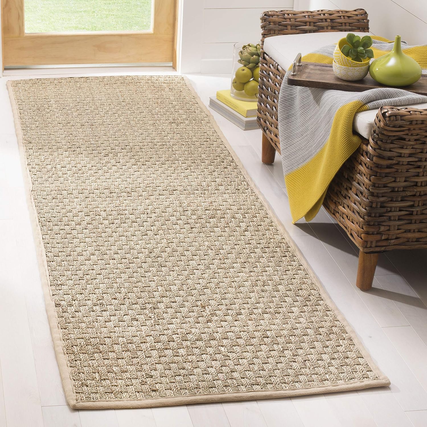 Safavieh NF114A Natural Fiber Collection – Alfombra de fibras naturales de patrón trenzado, varios colores (5 x 8 pies), Fibras naturales, beige,