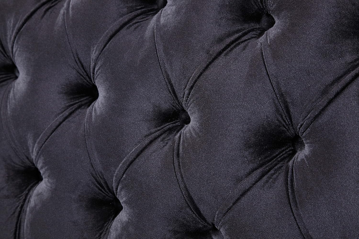 Sofá de terciopelo negro Dylan con cabeza de clavo plateado Trim Round Acrylic Feet Sofa
