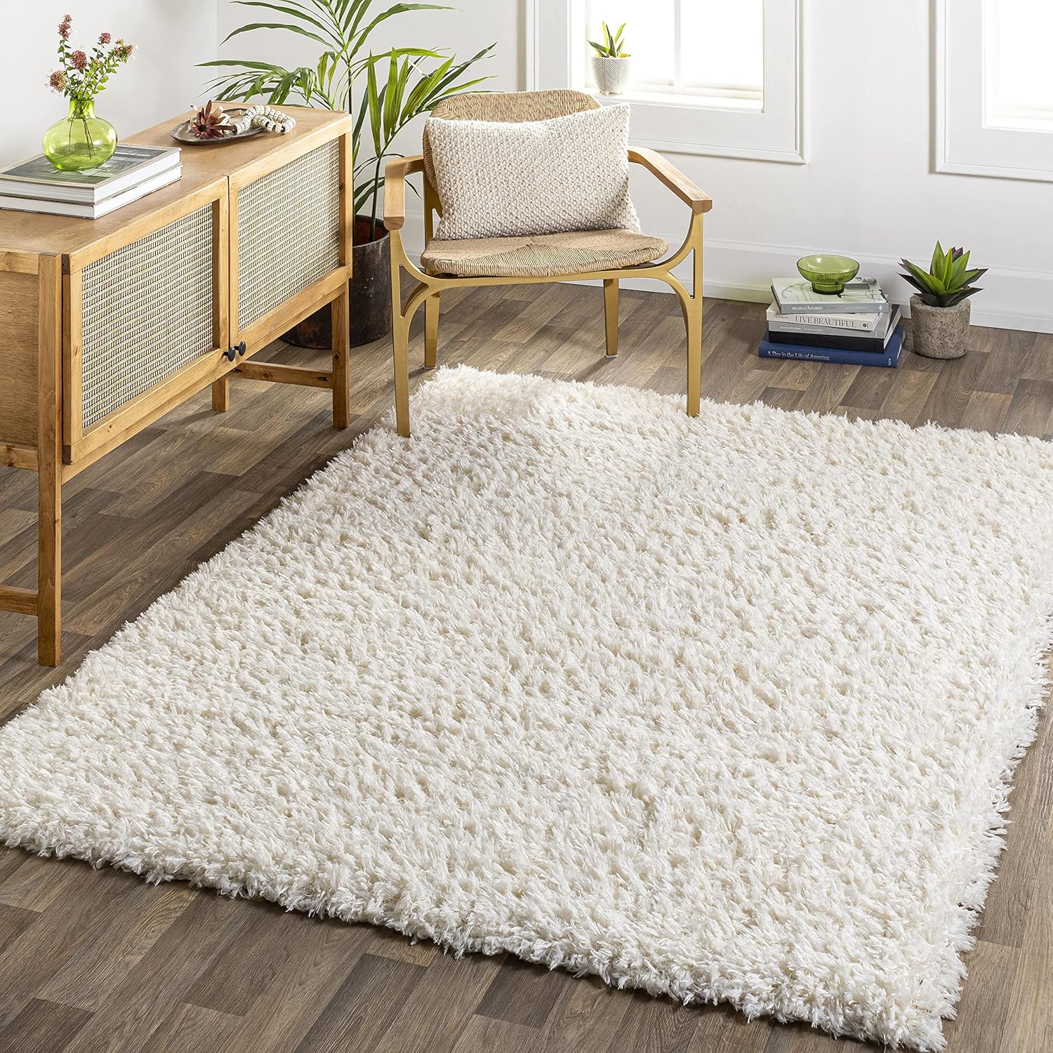 Mark&Day – Alfombras Abraham de 5 x 7 pies, alfombra moderna de pelo largo, color crema, alfombra beige para sala de estar, dormitorio o cocina (5