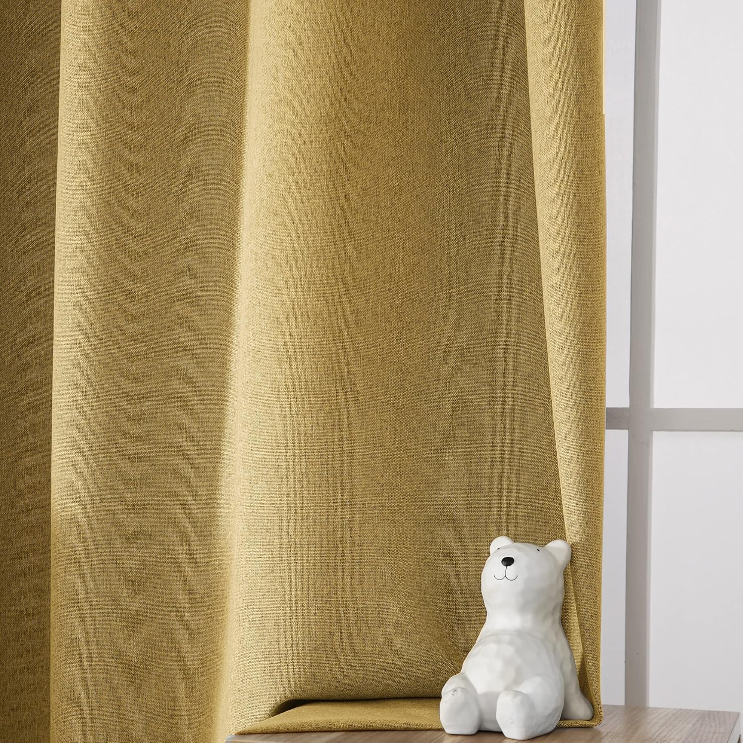 INLINAS Cortinas opacas estilo lino de 52 x 84 pulgadas, 100% bloqueo de luz, reducción de ruido y aislamiento térmico, paneles de triple capa con