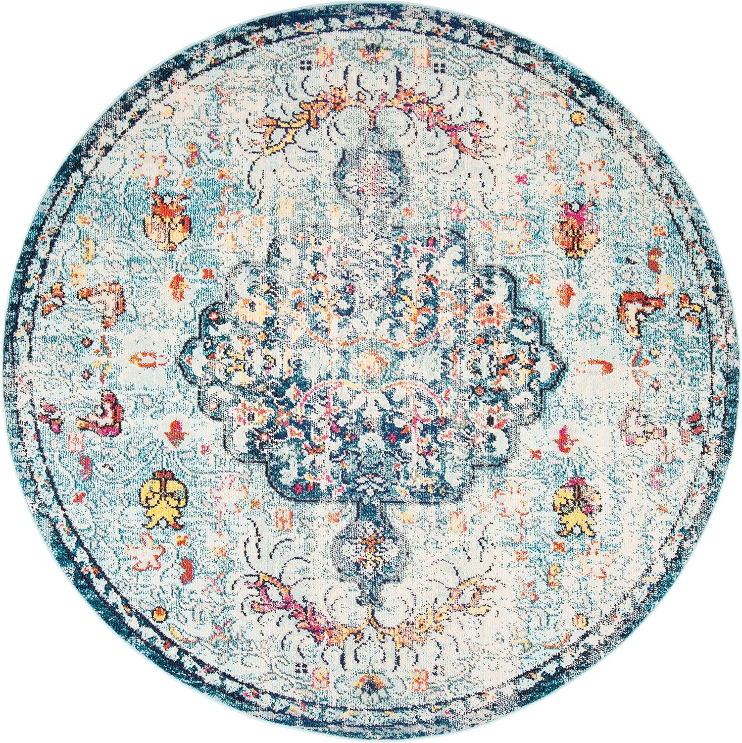 SAFAVIEH Colección Madison MAD447K – Tapete bohemio con medallón antiguo y elegante, no desprende pelusa, para sala, dormitorio, comedor, vestíbulo,