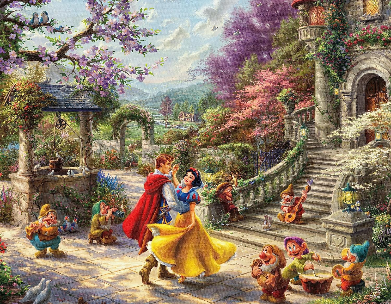 Ceaco – Paquete múltiple 4 en 1 – Disney – Thomas Kinkade – (4) rompecabezas de 500 piezas