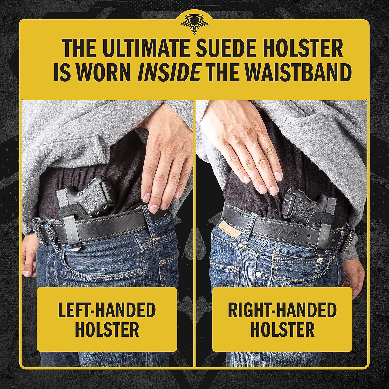 Funda para pistola IWB de piel de ante, hecha en EE.UU. para S&W M&P Shield, Glock 17 19 22 23 32 33, Springfield XD & XDS, Walther P99 y demás