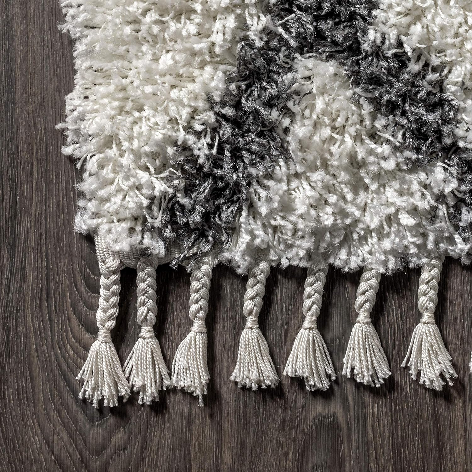 JONATHAN Y MCR104B-28 Mercer Shag – Alfombra de felpa con borlas geométricas marroquíes y enrejado para interiores, estilo bohemio, fácil de