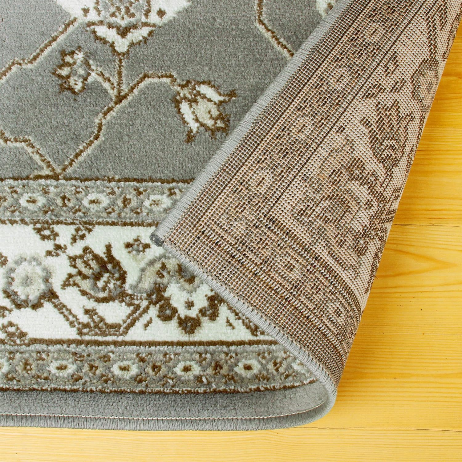 Superior Elegant Kingfield Collection – Alfombra de área de 0.315in de altura con respaldo de yute, diseño clásico de alfombra bordada,