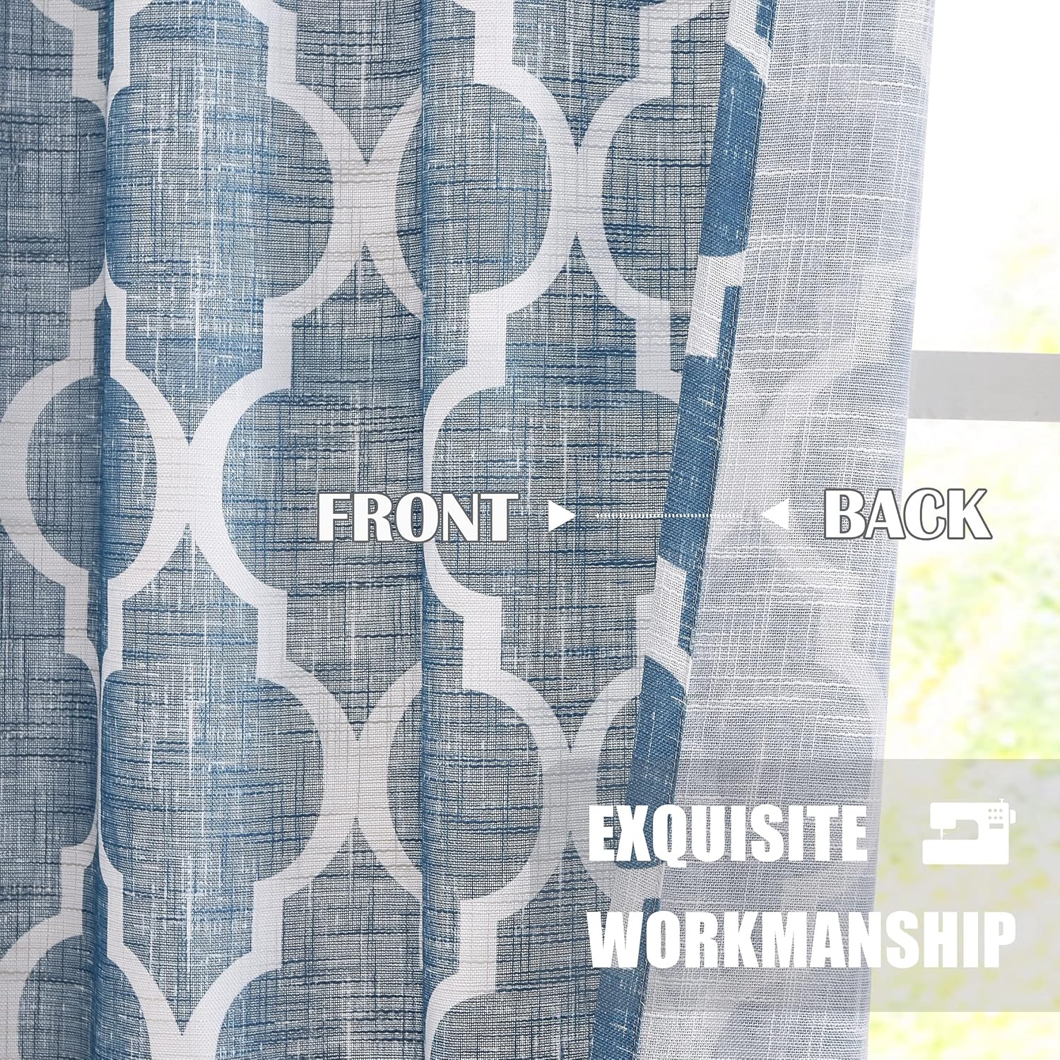Beauoop Kitchen Cafe Cenefa de azulejos marroquíes con impresión para ventanas, cortinas geométricas pequeñas, estilo granja, cenefas