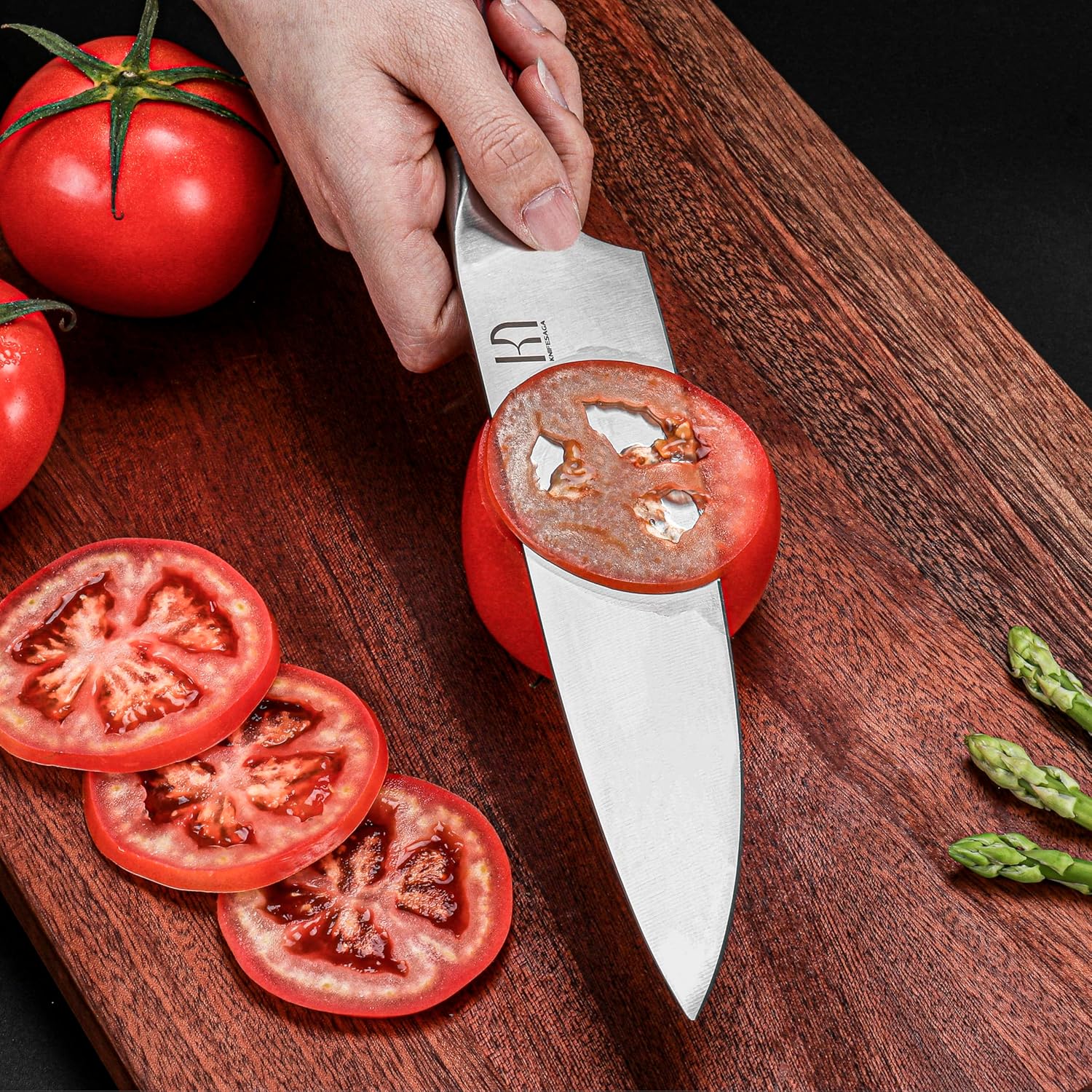 KnifeSaga – Juego de cuchillos de cocina de 14 piezas de acero inoxidable japonés de alto carbono con afilador integrado, juego de cuchillos de chef