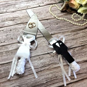 Juego de cuchillos y servidores para tartas de boda (5706-W) Juego de cuchillos y servidores para tartas de boda (5706-W)