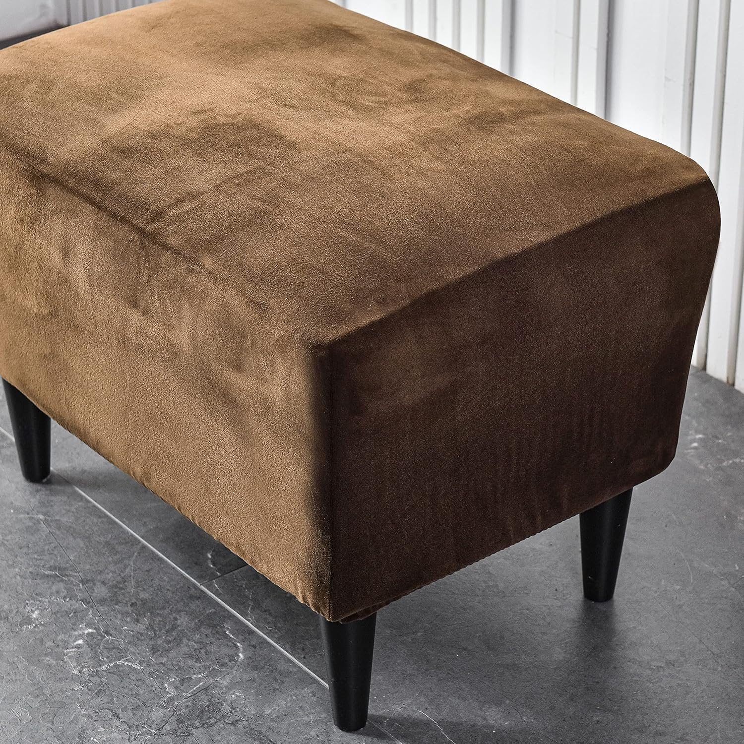 CRFATOP Funda para silla otomana, extragrande, funda rectangular de terciopelo, reposapiés, reposapiés, sofá con parte inferior elástica, 17
