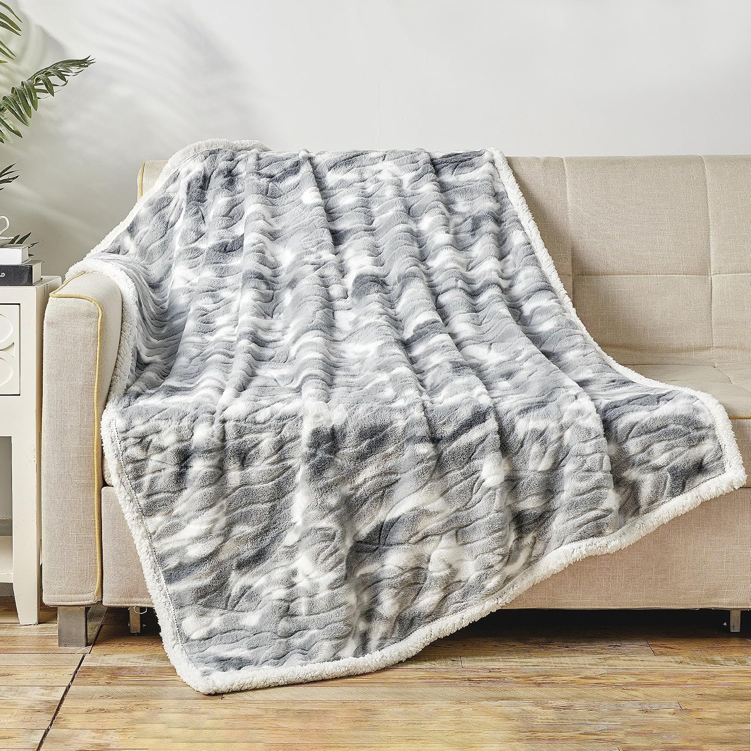 Elegant Comfort Manta reversible de sherpa estampada, para todas las estaciones, súper suave, acogedora y afelpada, manta decorativa, perfecta para