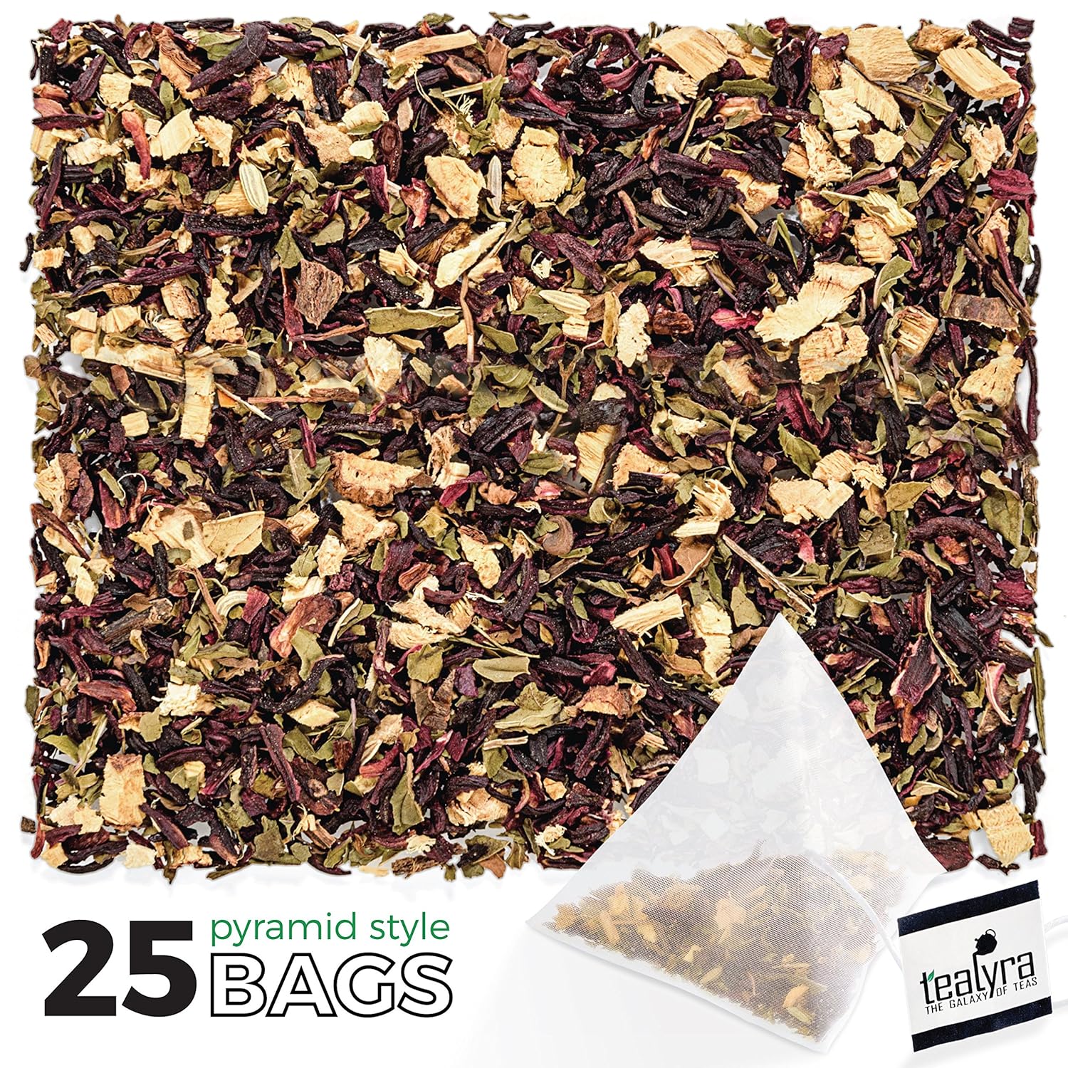 Tealyra – Flat Belly Detox – 25 Bolsas – Hinojo – Menta – Hibisco – Té de hojas sueltas Wellness Herbal – Té Cleanse – Sin cafeína – Bolsas estilo