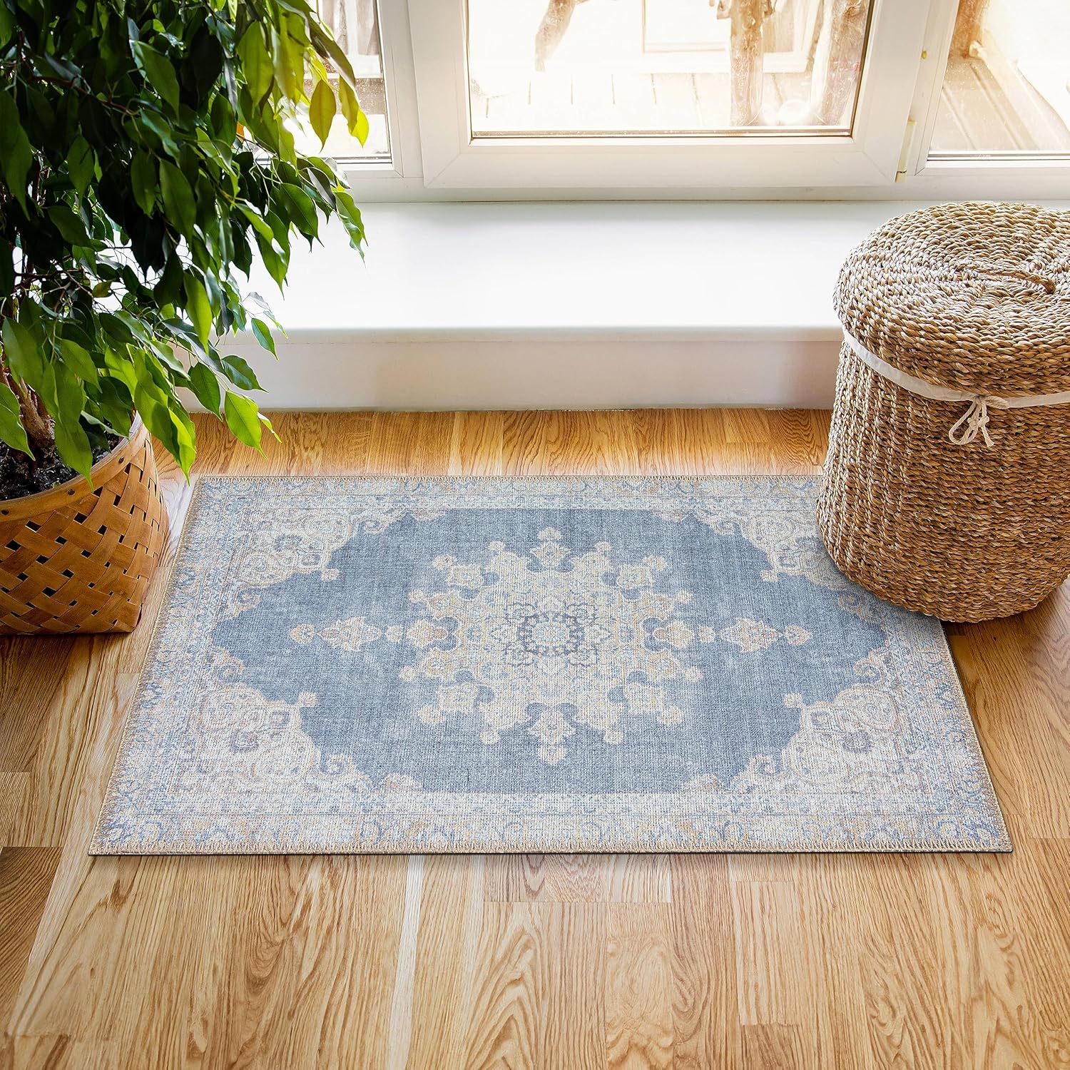 RugOver Alfombra lavable a máquina, apta para mascotas y antideslizante, para interiores, para cocina, baño, sala de estar, decoración del piso del