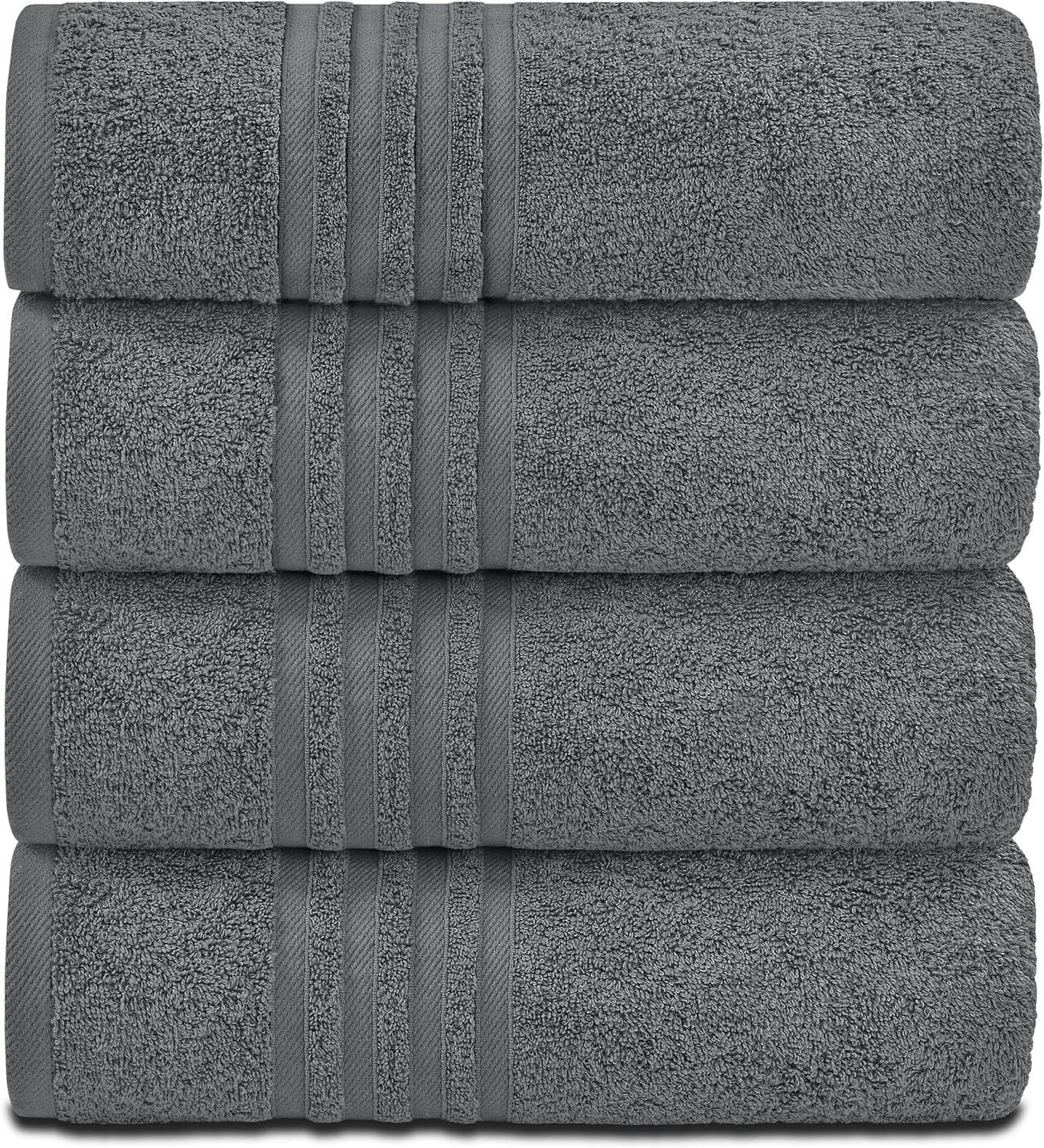 White Classic Wealuxe – Juego de 4 toallas de baño de algodón para hotel, gimnasio, spa, toallas suaves y extraabsorbentes, de secado rápido, para
