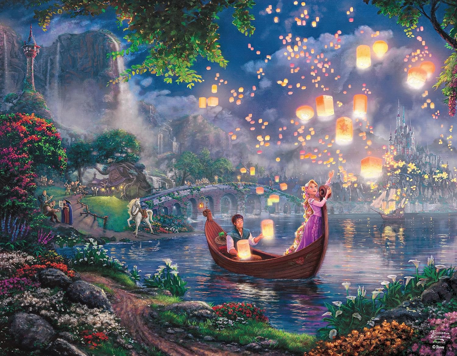 Ceaco – Paquete múltiple 4 en 1 – Disney – Thomas Kinkade – (4) rompecabezas de 500 piezas
