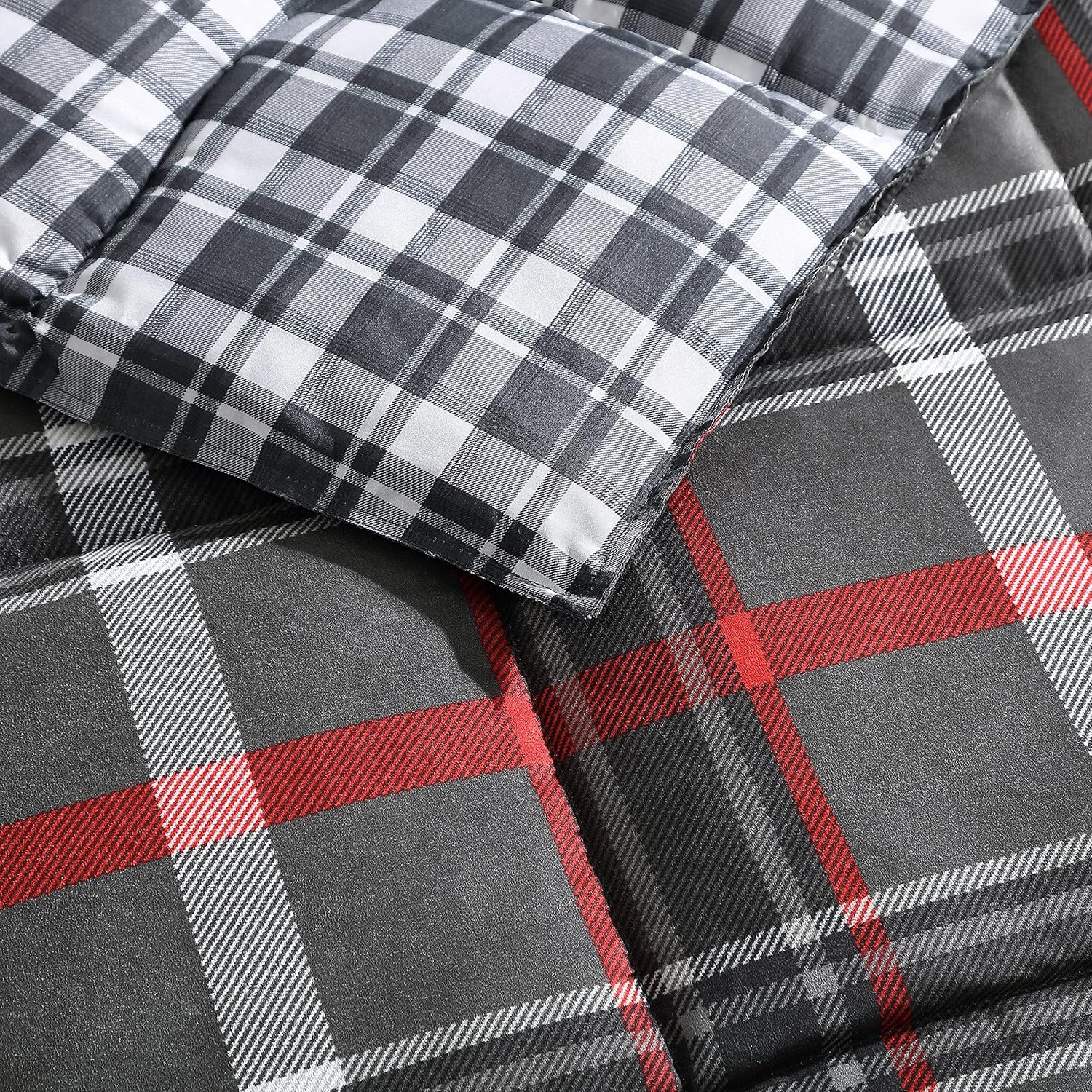 Eddie Bauer – Juego de edredón tamaño Queen, ropa de cama reversible a cuadros con fundas a juego, decoración del hogar para meses más fríos (gris