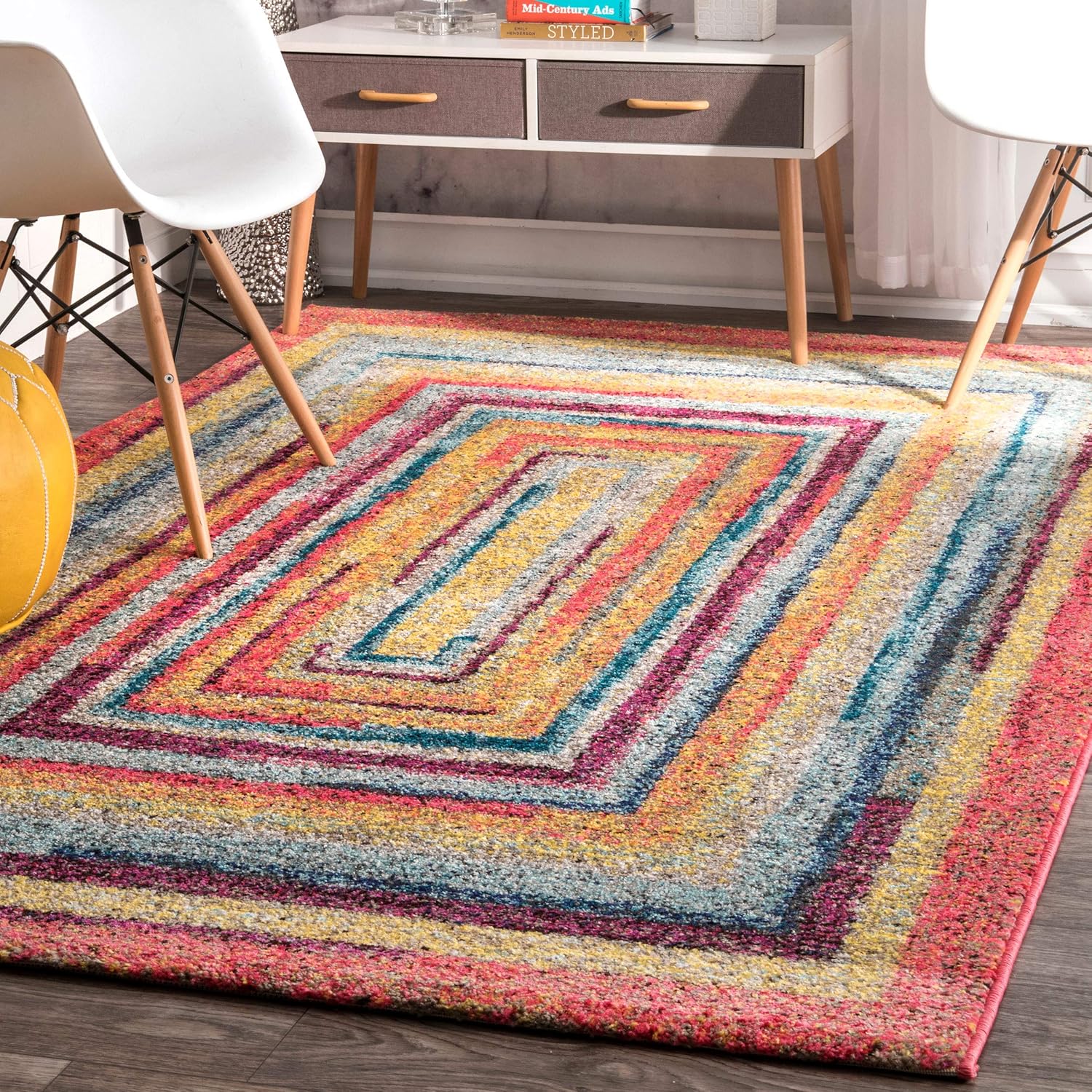 nuLOOM Hargis Labyrinth – Alfombra de área, 8 x 10, multicolor claro