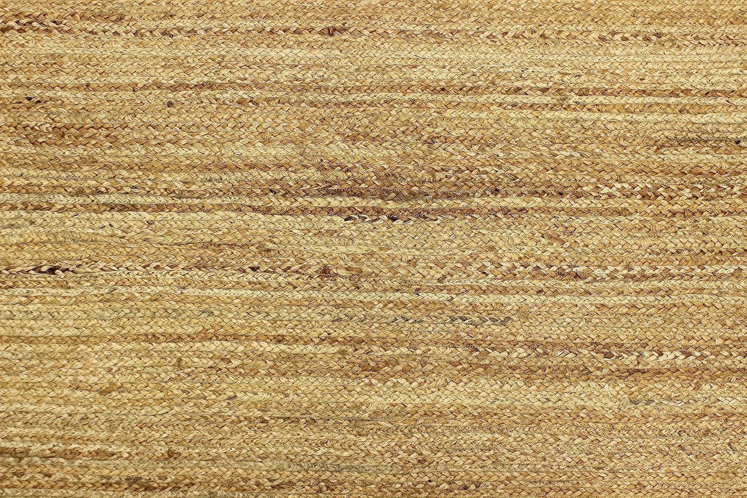 Kilim Runner – Alfombra de pasillo de yute festoneada de 2.6 x 4 pulgadas, patrón sólido, color beige, tejido plano, grueso, 0.27 pulgadas, trenzado