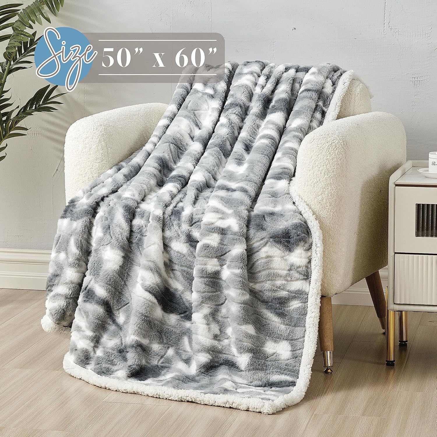 Elegant Comfort Manta reversible de sherpa estampada, para todas las estaciones, súper suave, acogedora y afelpada, manta decorativa, perfecta para