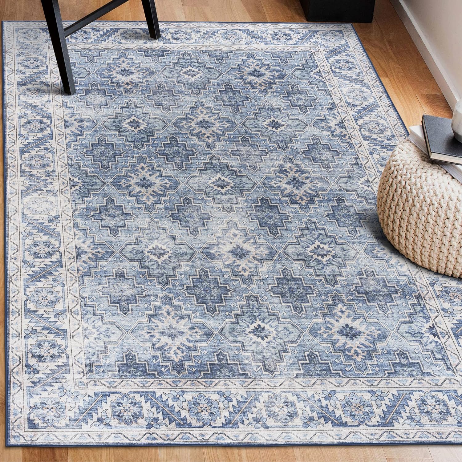 ReaLife – Alfombra lavable a máquina, para sala de estar, dormitorio, baño, cocina, entrada, oficina, antideslizante, con pelo bajo, resistente a