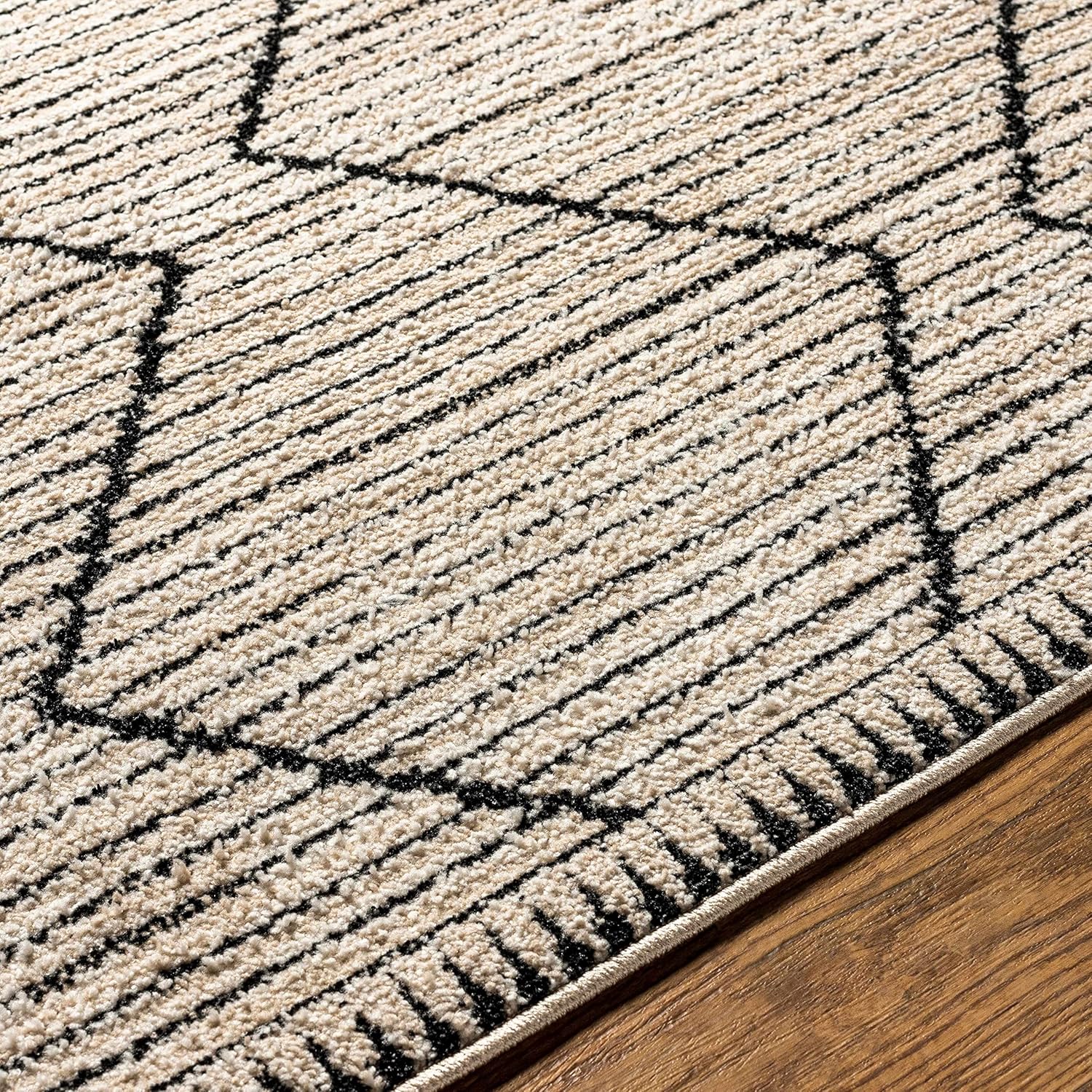 Hauteloom Casablanca Collection – Alfombra para sala de estar y dormitorio, acogedora alfombra marroquí de granja, color negro, marrón, beige, 5