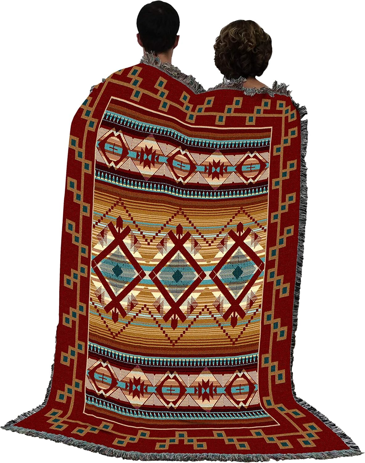 Pure Country Weavers Las Cruces – Manta verde azulado, inspirada en los nativos americanos del suroeste, manta de tapiz de regalo tejida de algodón,