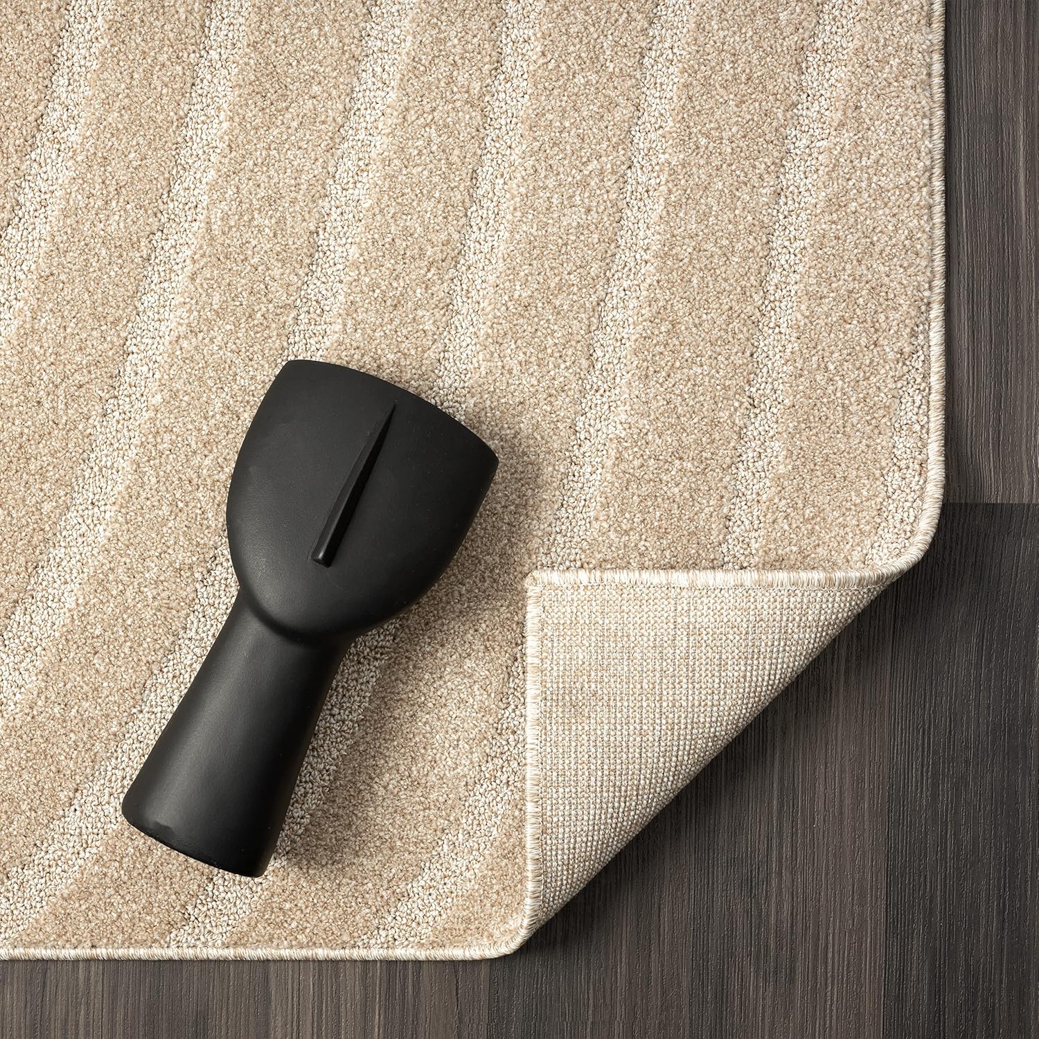 LUXE WEAVERS Alfombra moderna con ondas geométricas beige de 9 x 12 pulgadas, alfombra contemporánea resistente a las manchas