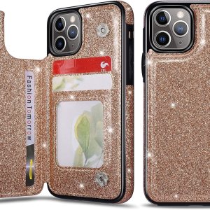 UEEBAI Funda para iPhone 11, funda de piel sintética con purpurina de alta calidad dos cierres magnéticos ranuras para tarjetas Función de soporte, UEEBAI Funda para iPhone 11, funda de piel sintética con purpurina de alta calidad dos cierres magnéticos ranuras para tarjetas Función de soporte,