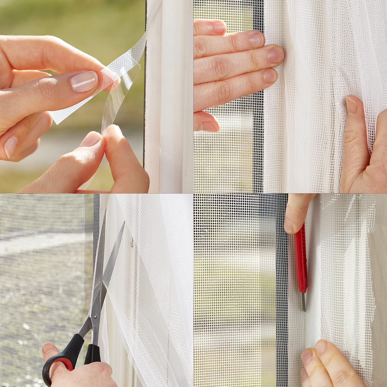 Mosquitera Mosquitera blanca de 5 pies x 4 pies para ventana, cinta de pantalla – Pantalla para ventanas – Ventana de pantalla de insectos –