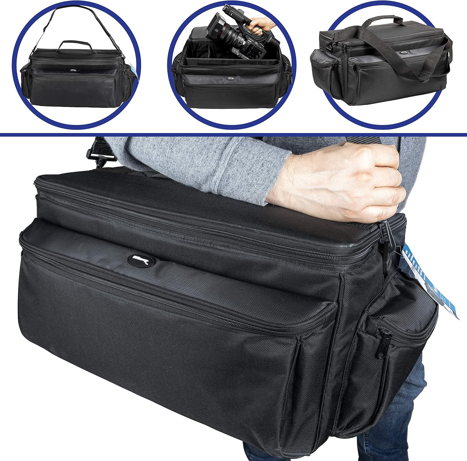 Ultimax – Bolsa extra grande y resistente al agua compatible con videocámaras y accesorios para Panasonic AG-AC160, AC30, AC90A, AC130A, AF100,