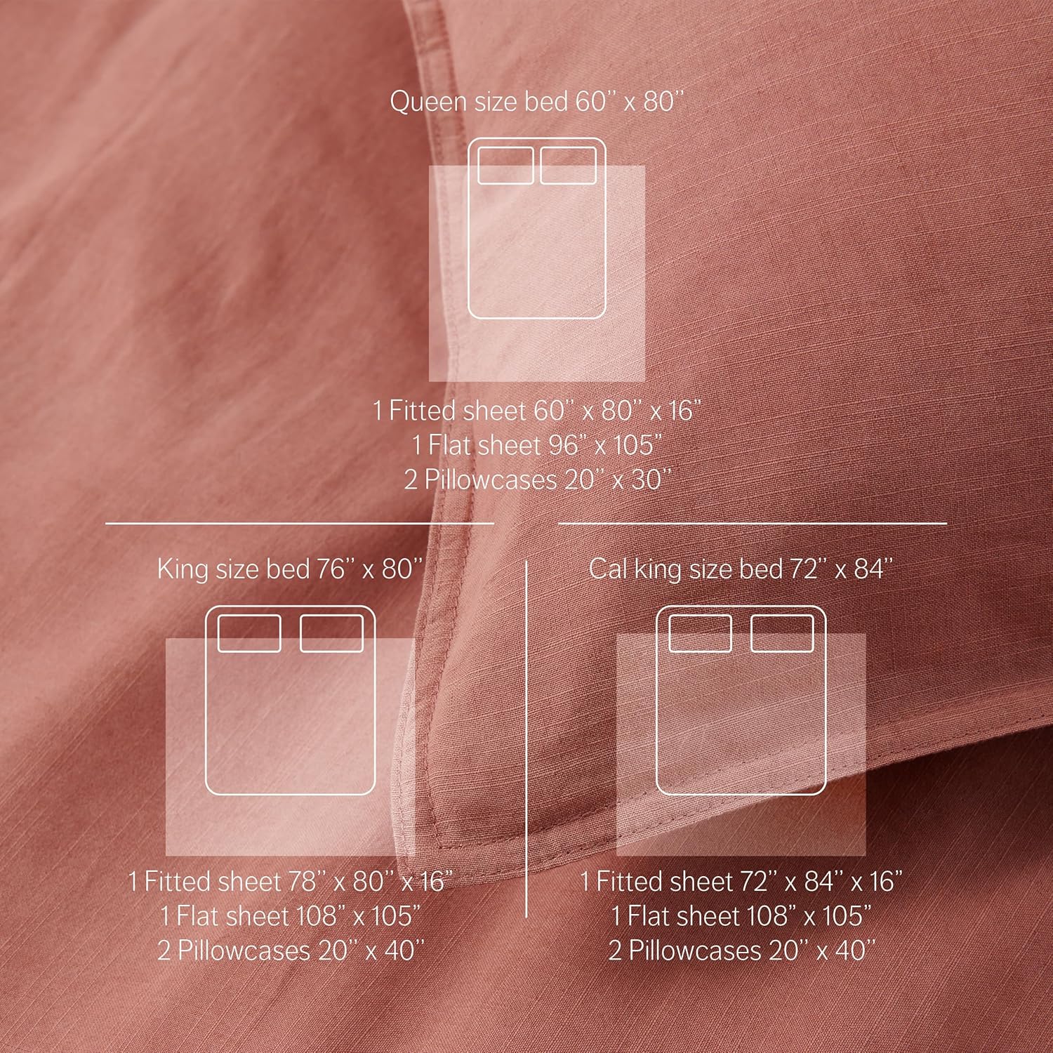 Double Stitch by Bedsure Sábanas de lino Tencel, presentadas en USA Today, juego de sábanas Queen con bolsillo profundo de hasta 16 pulgadas,